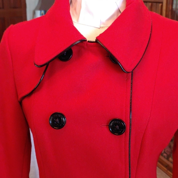 Steve Madden Red Black Button Coat Jacket Small - Picture 2 of 5